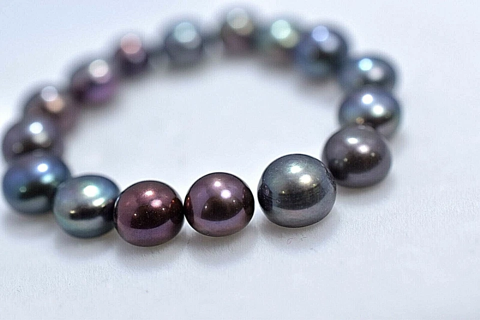 42.50 Ct Natural Tahitian Black Blue south Sea Pearl 16 Pcs Gems lot - Image 4 of 4