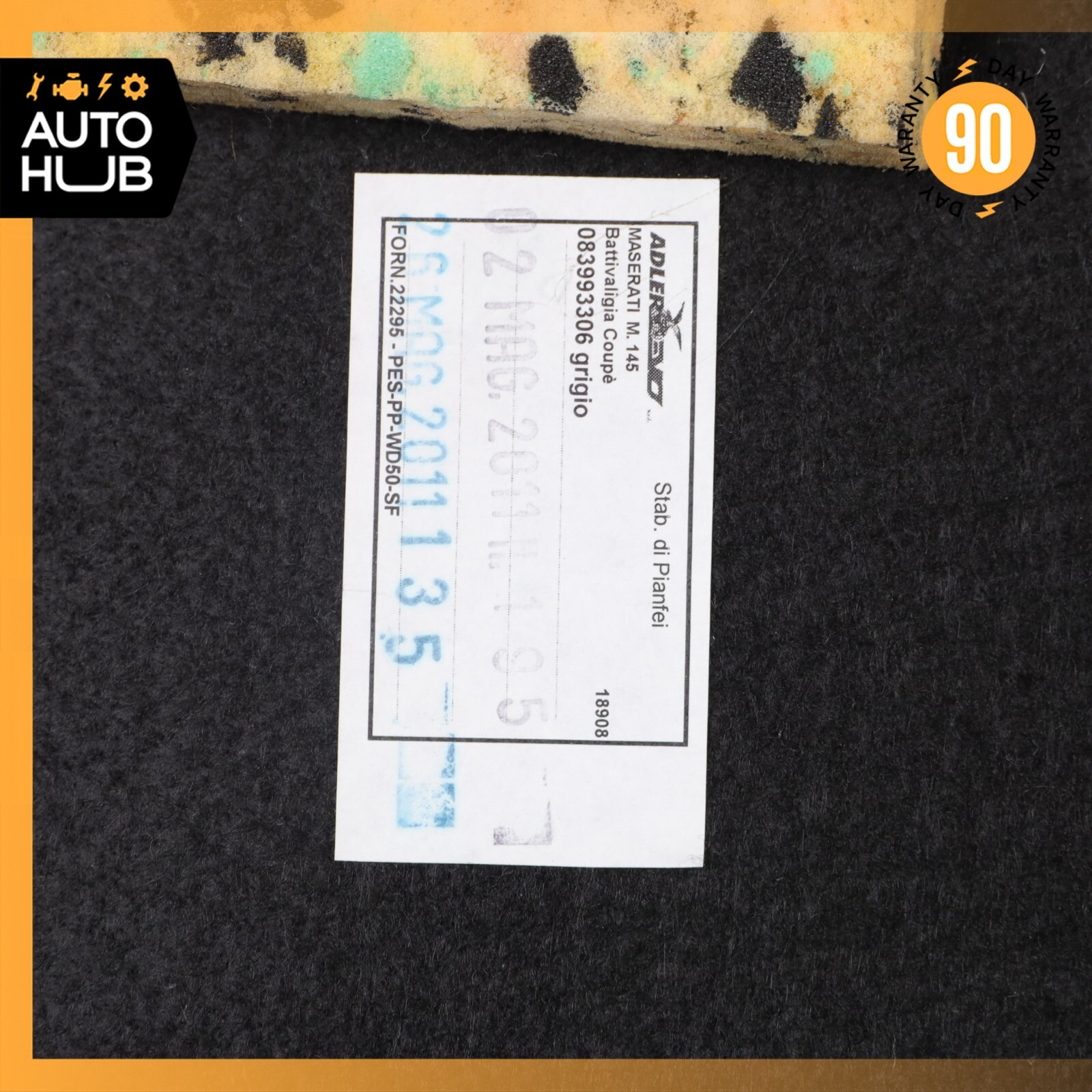 08-18 Maserati GranTurismo M145 Rear Trunk Lid Carpet Cover Trim Panel OEM