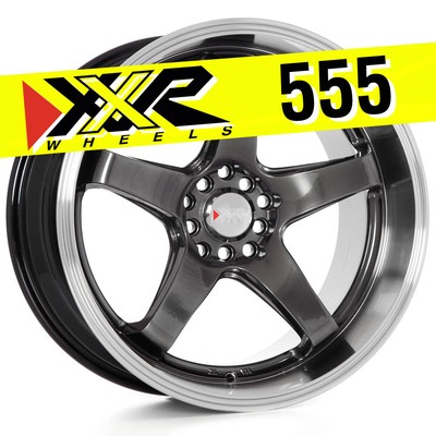XXR 555 18X10 5X100 5X114.3 +25 CHROMIUM BLACK WHEELS (SET OF 4 