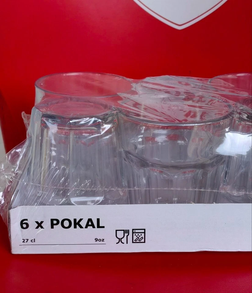 IKEA POKAL GLASS TUMBLERS 9oz New Set of 6 Paneled Fluted  Glasses - Imagen 4 de 4