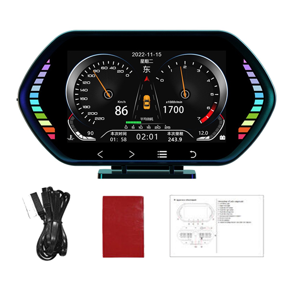 は HUD OBD2 Head Up Car Digital Display Gauge Speedometer Turbo