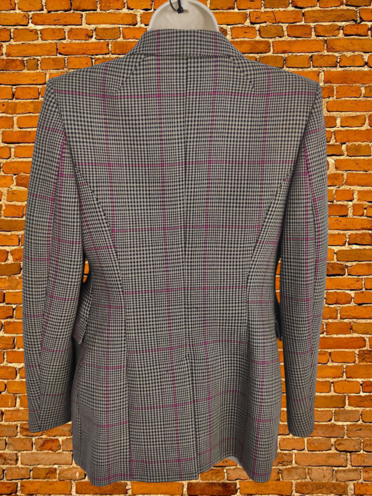 ALTRA & ALTRE STORIE GIACCA MARRONE DOGTOOTH TAGLIA UK 8 SARTORIALE ADERENTE MONOPETTO