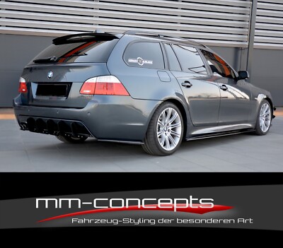 CUP Diffusor Seiten Ansätze SCHWARZ für 5er BMW E61 M-Paket M5 Flaps Heckansatz 