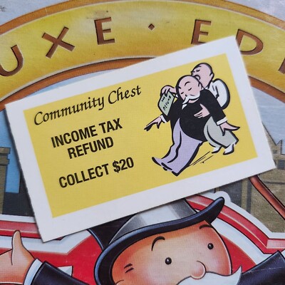 Monopoly Deluxe Edition 1995 Replacement Income Tax Refund Community Chest Card