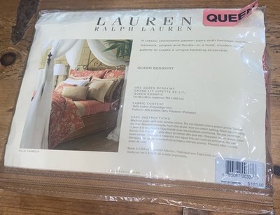 Ralph Lauren Villa Camelia Fretwork Paprika Bed Skirt Queen