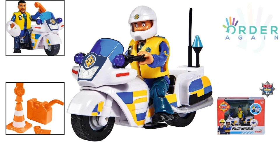 Motocicleta de policía de bombero Sam con figura de Malcolm juguete para niños 3+ años Foto 2 de 4