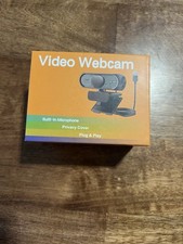 HD 1080P USB Webcam Built-in Microphone Privacy Cover Plug  Play Black