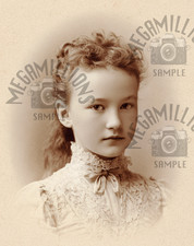 1890's Vintage PHOTO antique Portrait of young GIRL - 414