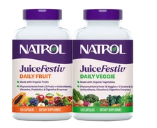  Natrol JuiceFestiv Daily Fruit and Veggie, 240 Capsules Probiotics Antioxidants