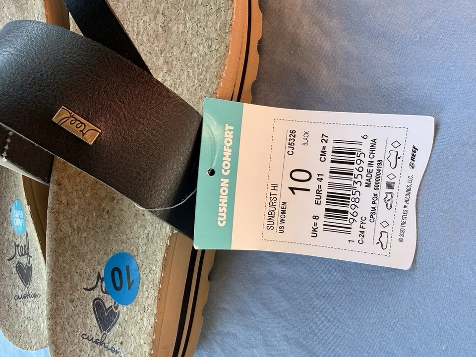 Sandalias de tanga Reef para mujer, talla 10 negras Foto 2 de 4