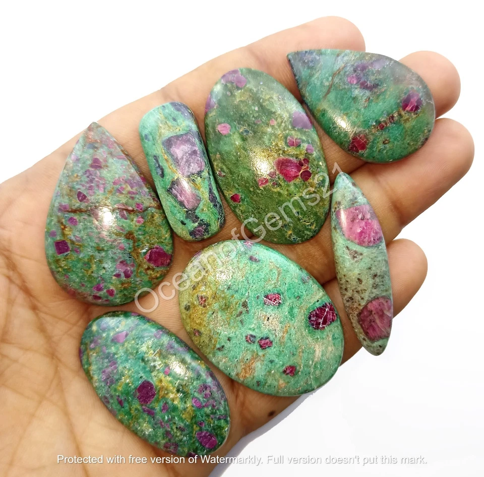 Cabujón de piedra fucsita rubí natural de 100 quilates, 3-4 piezas, lote de piedras preciosas sueltas Foto 2 de 4