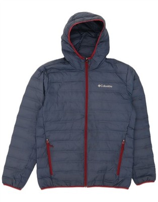 Columbia Herren wattierte Jacke mit Kapuze UK 38 Medium Navy Blau Polyester GI03