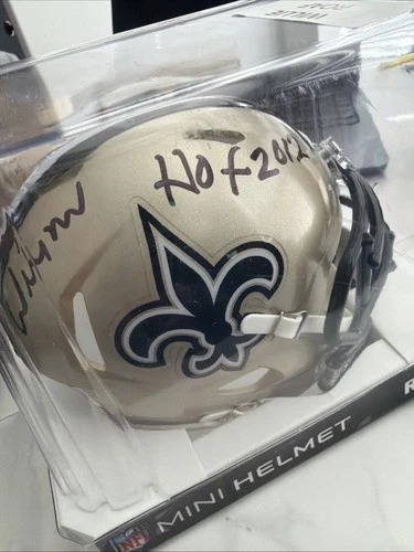 Willie Roaf Signed Saints Mini Helmet with HOF 2012 Beckett Witness COA