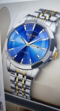 Poedagar Herrenuhr zweifarbig blaues Zifferblatt Neuware.