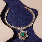 Natural Emerald Real Polki Diamond Necklace925 Silver For Women Handmade Jewelry