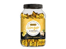 Ginger Chews, Zesty Lemon Flavor, 1 Pound Jar, Individually Wrapped Soft Cand...