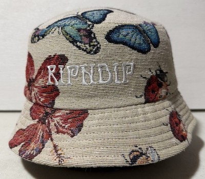 RipNDip Bucket Hat Skateboarding Insect Flower Beige