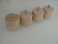 Set of 4 Beech Round Natural 5cm. M8 bed feet furniture feet wooden feet round feet couch feet
