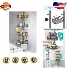 Rustproof 4-Tier Tension Pole Shower Caddy - Bronze Stainless Steel Organizer