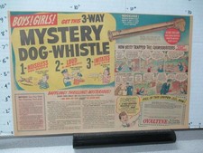 newspaper ad 1939 OVALTINE Little Orphan Annie premium metal dog slide whistle