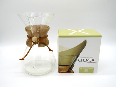 Chemex 8-Cup Pour Over Coffee Maker  97 Natural Filters Bundle