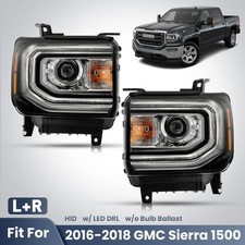 Pair Headlights For 2016-2018 Gmc Sierra 1500 Hidxenon W Led Drl Projector