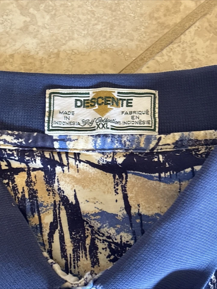 Descente Golf Collection XXL Polo Shirt Blue White - Image 4 of 4