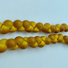 Mustard Yellow Brown Czech Glass Mushroom Beads 9mm SCG98