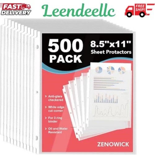 500 Pack Sheet Protectors 8.5 x 11 inch Clear Page Protectors for 3 Ring Binder,