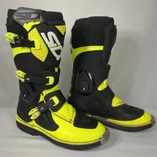 SIDI Flame Riding Boots Mens 7.5 Motorcycle Motocross MX Dirt Bike Neon Yellow