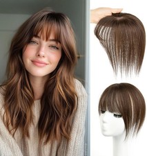 Dark Brown 100 Human Hair Clip In Bangs Hair Topper