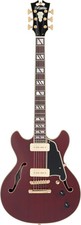 D'Angelico Deluxe Mini DC Semi-hollowbody Electric Guitar - Satin Trans Wine