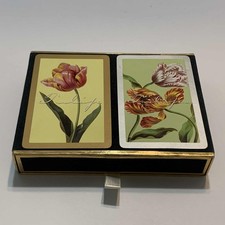 Congress Vintage Double Decks Playing Cards TULIPS in Black Velvet Box