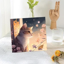 Digital Oil Painting Set 20*20 cm—DIY Girl Gift Handmade cat Painting Decor;