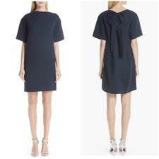 OSCAR DE LA RENTA 2019 Navy Dress, US 6 AU/UK 10, BNWT RRP US$1890 Bow Back Wool