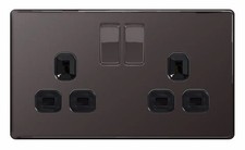 BG Nexus Black Nickel Screwless Flatplate Switches & Sockets Black Inserts