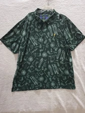 William Murray Golf Polo Shirt Men's 3XL XXXL All Over Print Golf Clubs Green 