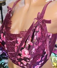 Victorias Secret bra Top L corset Bustier winter Floral Satin Velvet Bows Lace