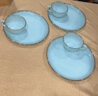 Anchor Hocking Fire King Turquoise Delphite Blue 6 Piece Snack Set