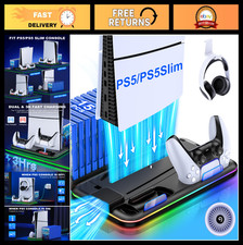 PS5 Cooling Stand Controller Charger Station - 3-Level Fan, 15 Game Slots, Hea