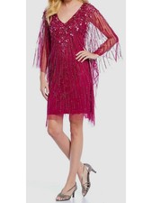 ADRIANNA PAPELL Womens Pink Sparkled Sleeveless Above The Knee Dress M