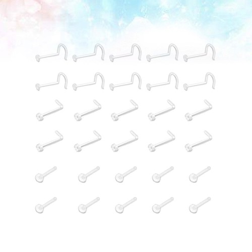60 Pcs Nose Stud Medical Invisible Rings Clear Piercing - Picture 5 of 12