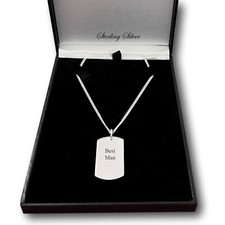 Luxury 925 Stg Silver Dog Tag Necklace for Man or Boy, Personalised Engraving