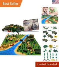Imagination-Fueled Army Men Toy Set - Tanks, Helicopters  Battle Mat Included