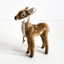 Standing Deer Christmas Ornament 4.5in Faux Fur Holiday Fawn