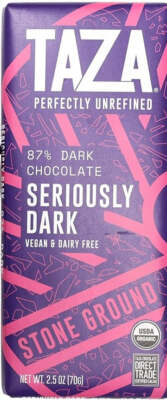 Taza Chocolate Organic Seriously Dark Bar 2.5 Oz Pack Of 4
