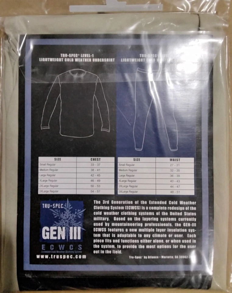 Mil-Spec ECWCS Gen 3 Level 1 Thermal Top Cold Weather Undershirt - Sand - Image 2 of 3