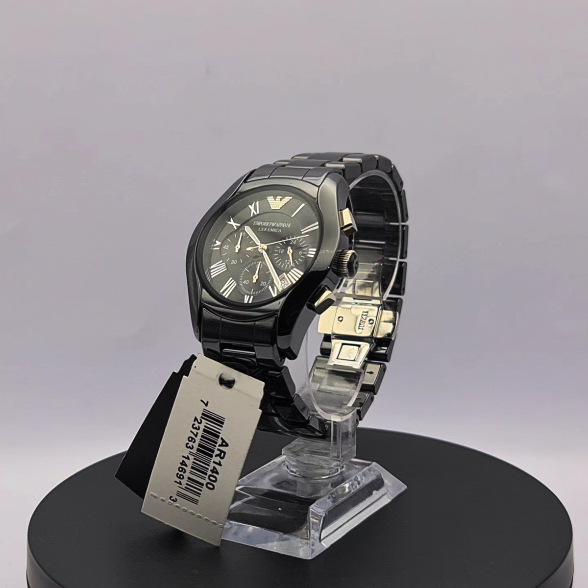 NEW EMPORIO ARMANI AR1400 LUXURY BLACK CERAMIC 42MM CHRONOGRAPH MENS WATCH