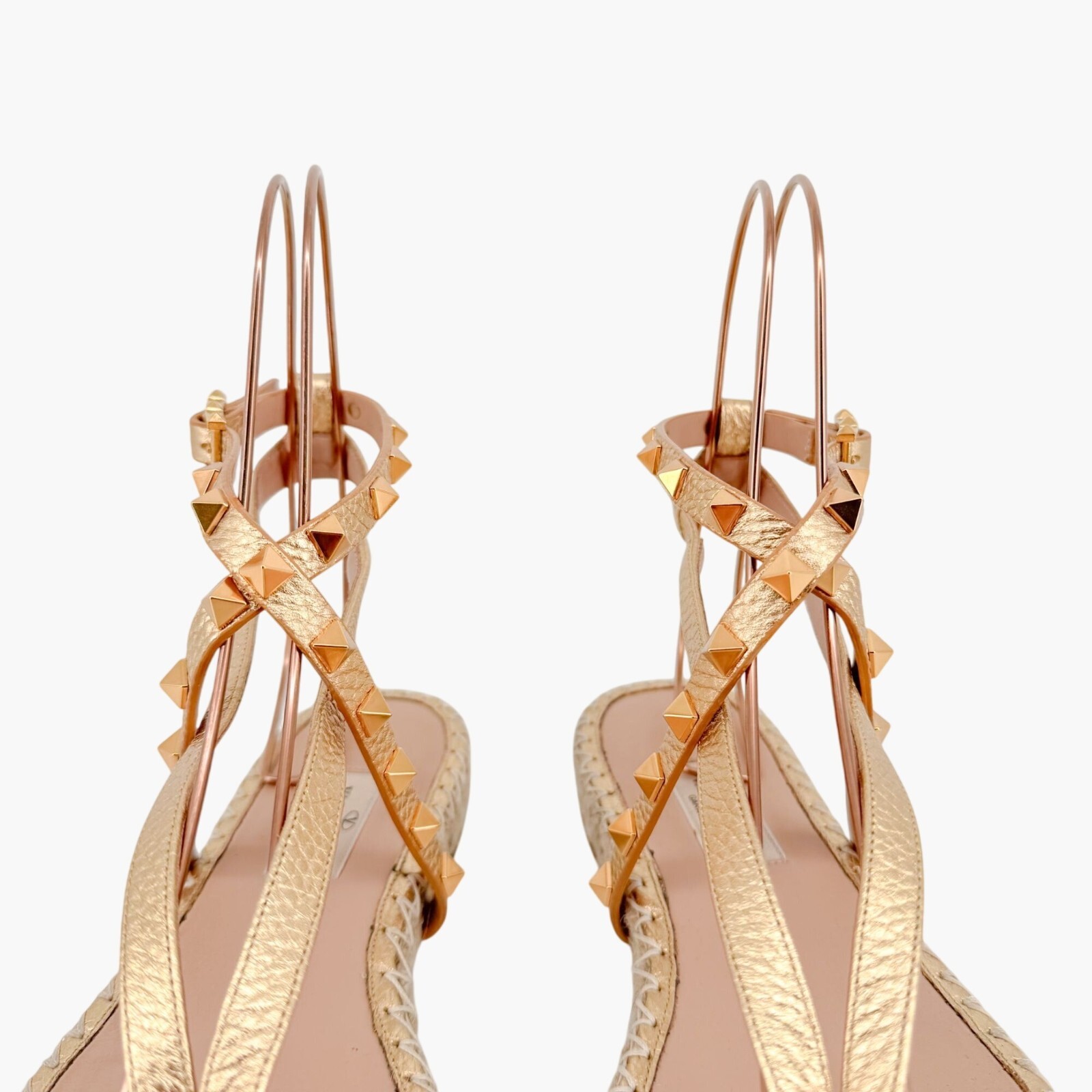 Valentino Garavani Rockstud Espadrille Thong Sandals Size 38 US 8 Gold Flat thumbnail 5