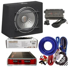 12in.1000W Enclosed Subwoofer & Amplifier Bass Package for Car Audio w/processor